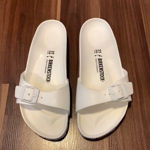 White waterproof single strap Birkenstocks